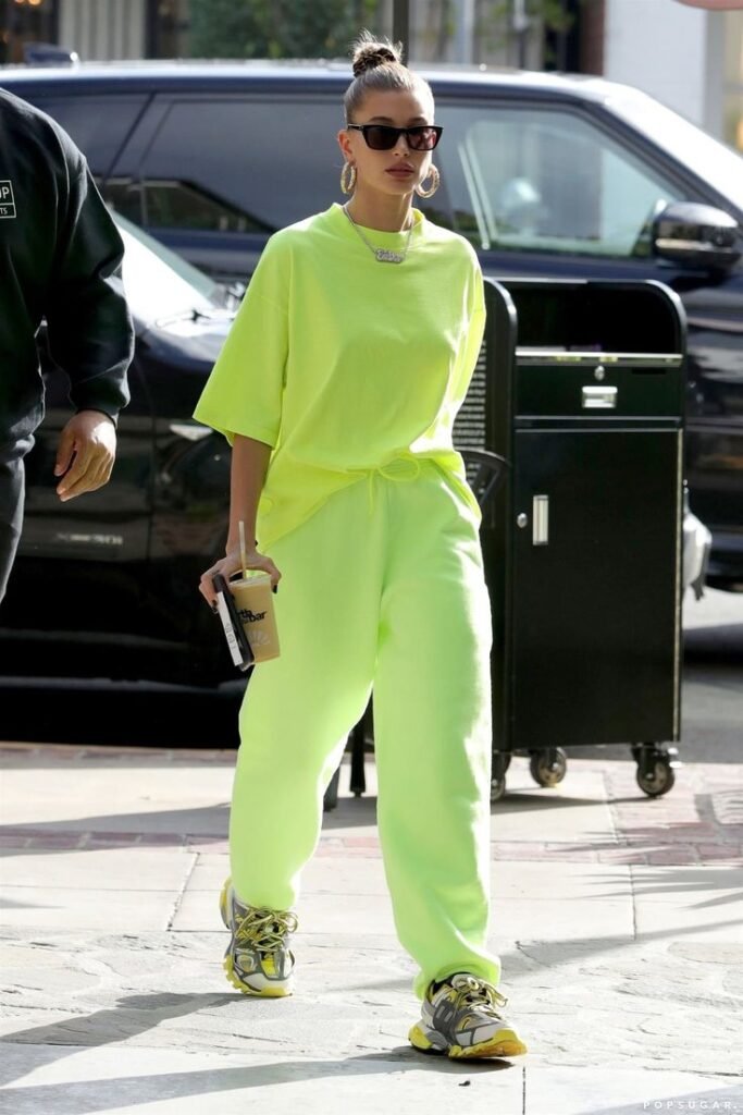 Hailey Beiber in neon